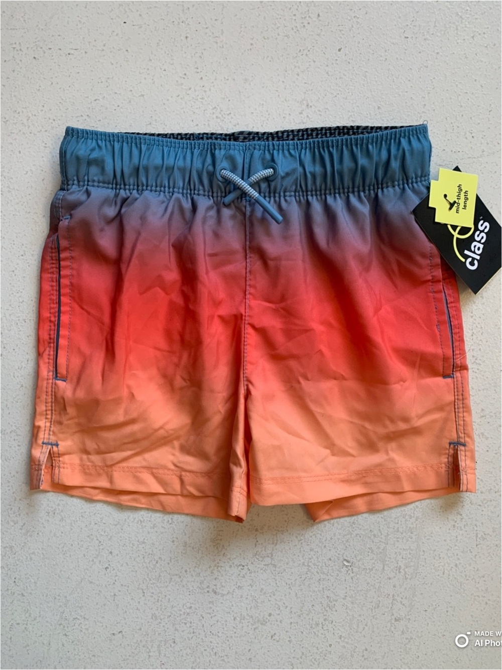 Art Class Boys Blue Orange Ombre Swim Trunks Swimsuit Size XS NWT Summer Beach